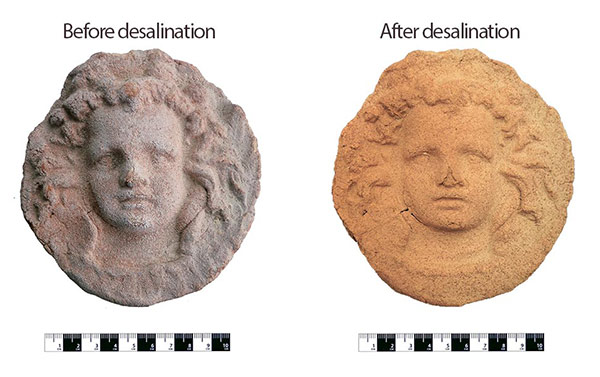 Desalination of ancient artefacts