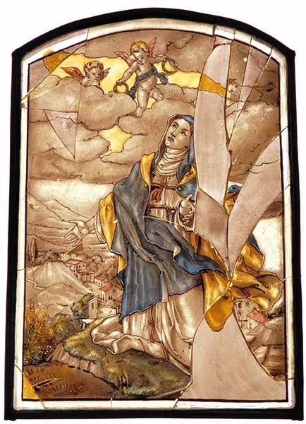 Female Saint Stained Glass before conservation